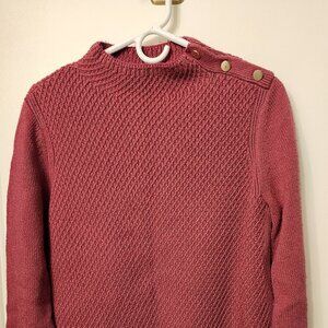 Talbots Rose Sweater with 3 Gold Buttons = EUC Medium
